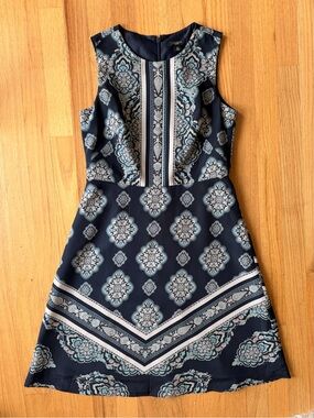 Ann Taylor Navy Printed Sleeveless Mini Dress